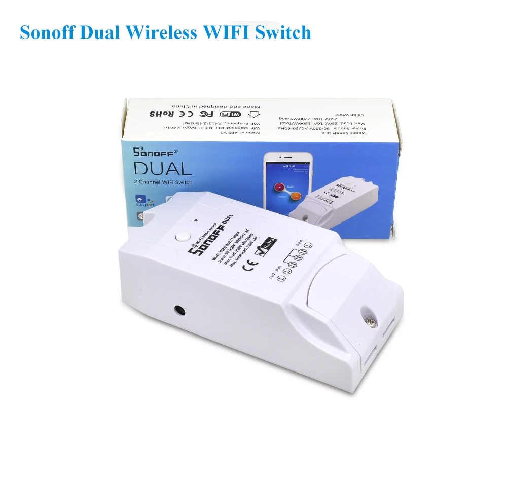 Sonoff Dual 2CH 16A 3500 Вт Wifi умный переключатель света дистанционное управление таймер беспроводной 2 банды работает с Amazon Alexa Google Home