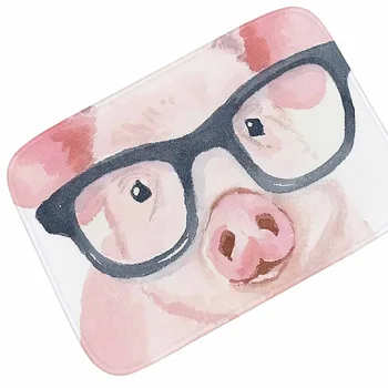 

Piggy Glasses Floor Mat Decoration Home Entrance Door Mats Soft Flannel Rug Bedroom Bedside Mats Kitchen Mats