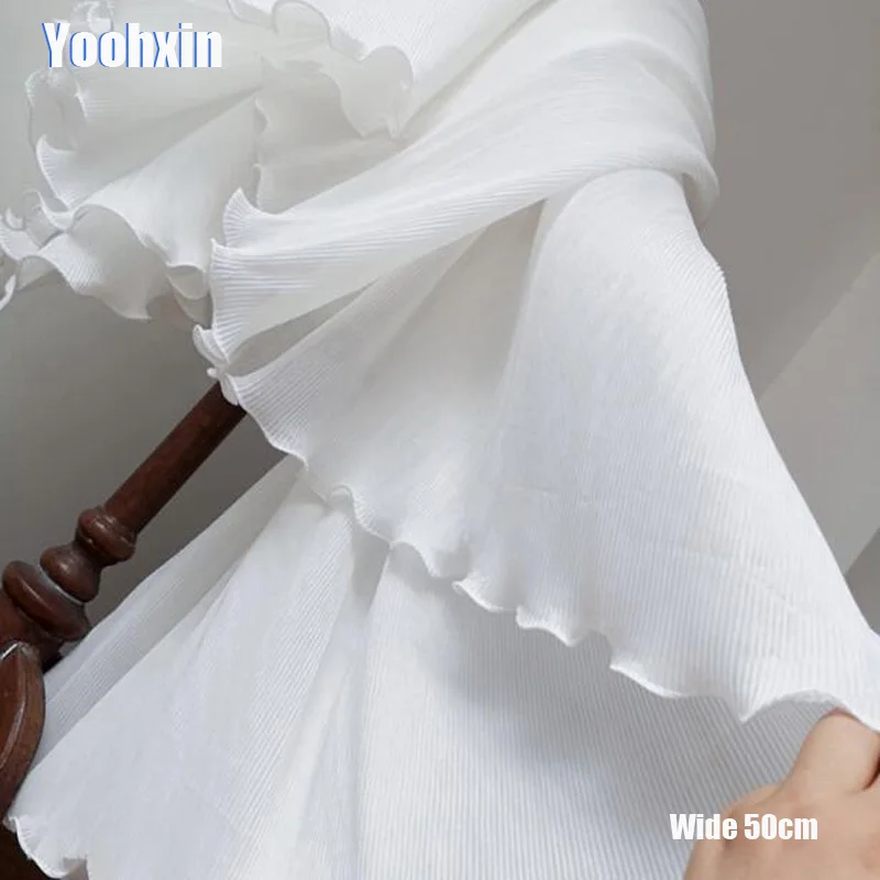 

50CM Wide HOT white Embroidery flower lace fabric trim ribbon DIY sewing dubai applique collar guipure wedding dress cloth decor