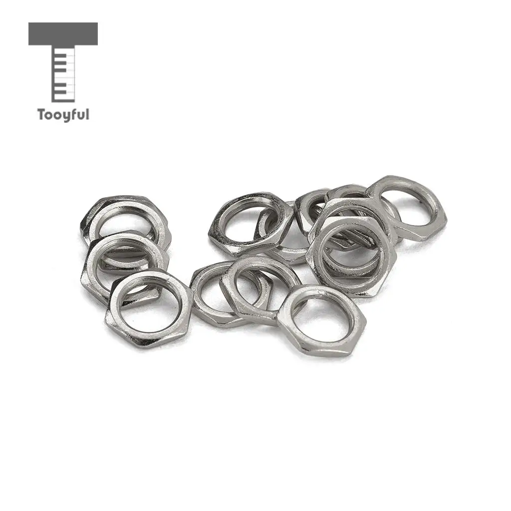 Tooyful 50 Pack Guitar Bass Jack Socket Nut Thin Nut for Guitar Parts Accessories 8mm Diameter