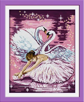 

Dance of the swan Cross Stitch Kits Embroidery Needlework Kit Home Decor Printed Canvas DMC Counted printed Cross-stitch set