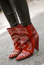 Hot Selling LTTL Brand Ankle Boots Spike Heels Embroidery Cool Ladies Fall Winter Booties Shoes Woman Botas Mujer Drop Shipping