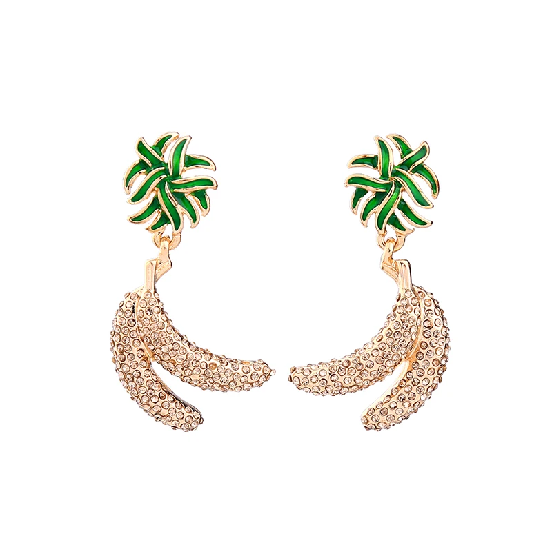 Unique Crystal Fruit Banana Earrings 2018 Summer Fashion Jewelry for