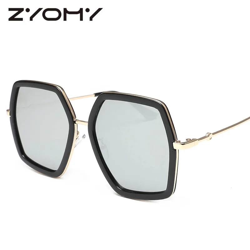 

Q Little Bee Sunglasses Feminino Oculos De Sol Female Irregularity Polygon Brand Designer Retro Glasses Oversized Big Frame