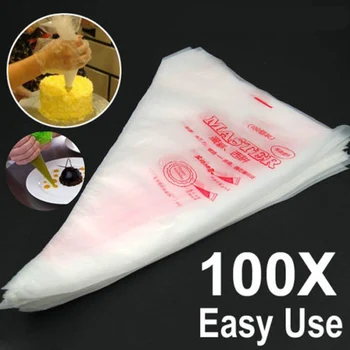 

100pcs Disposable Piping Bag Pastry Bag Icing Piping Cake Cupcake Decorating Tools Bags