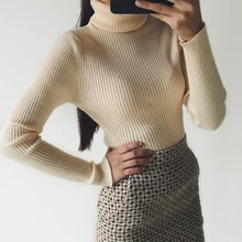 Новинка Осень-зима женский кашемировый свитер модный стильный вязаный свитер с длинными рукавами и высоким воротником