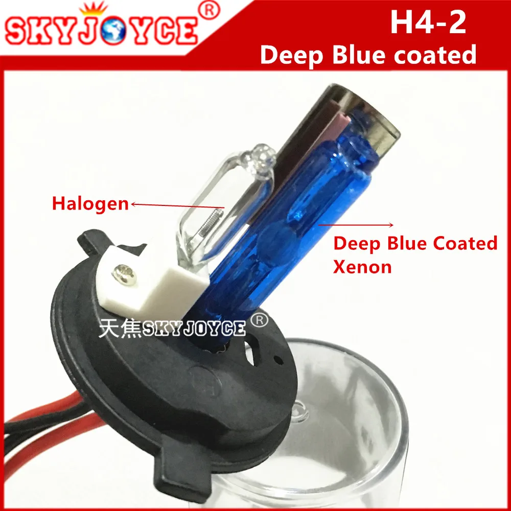 

2X hid replacement xennon bulb H4-2 55W 35W H4L halogen xenon Deep blue coated H4-2 regular xenon for hid xenon kit ballast AC