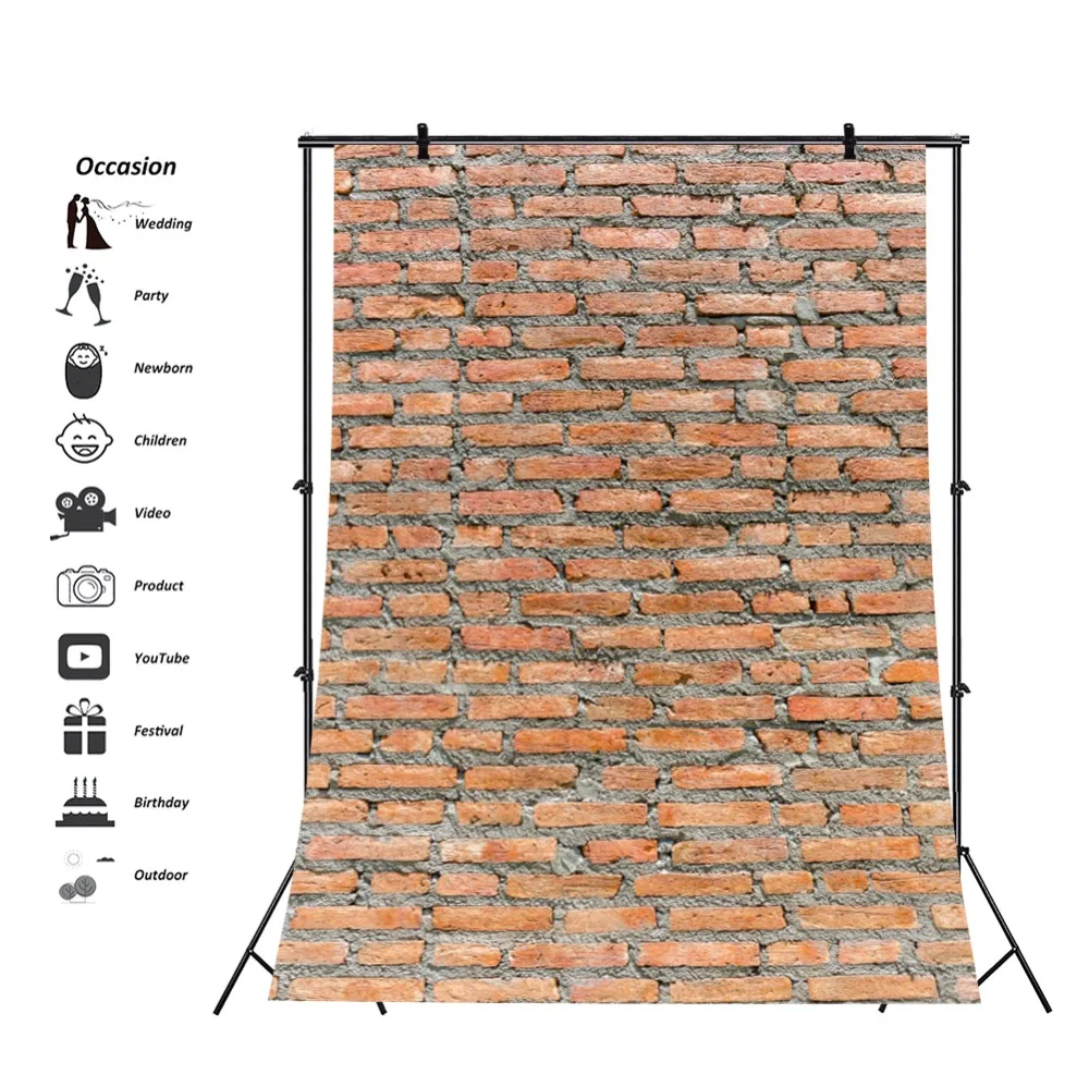 Laeacco Photo Backgrounds Red Old Brick Wall Birthday Party Wallpaper Baby Child Portrait Photo Backdrops Photocall Photo Studio