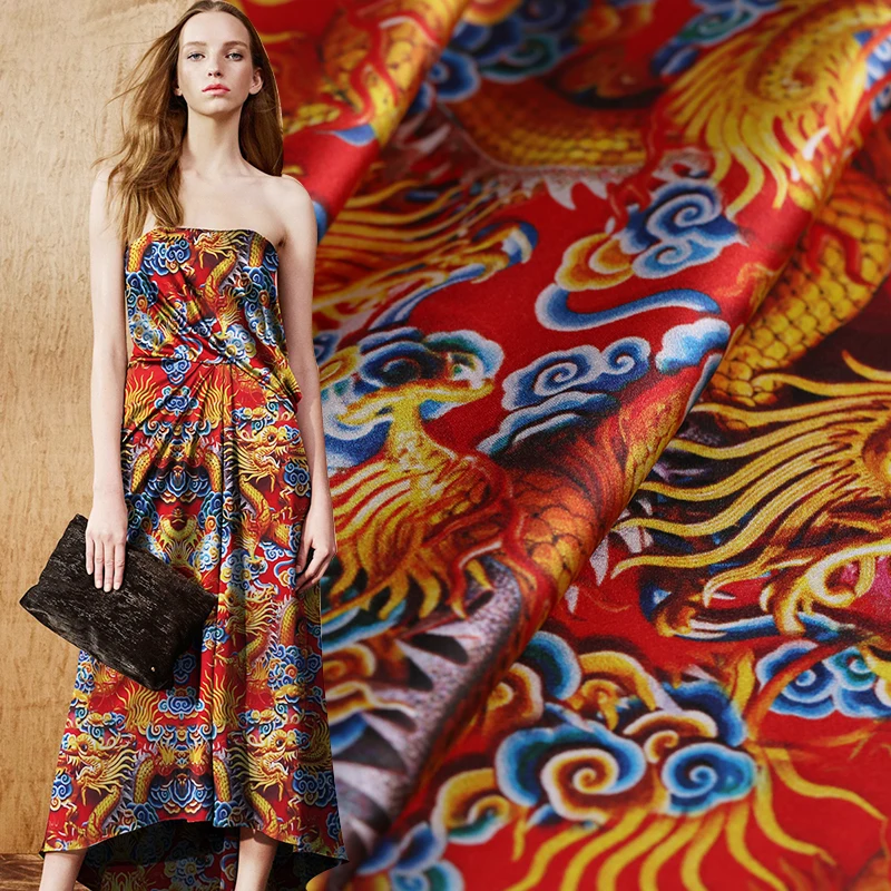 Digital printing silk stretch satin fabric soft silk satin fabric