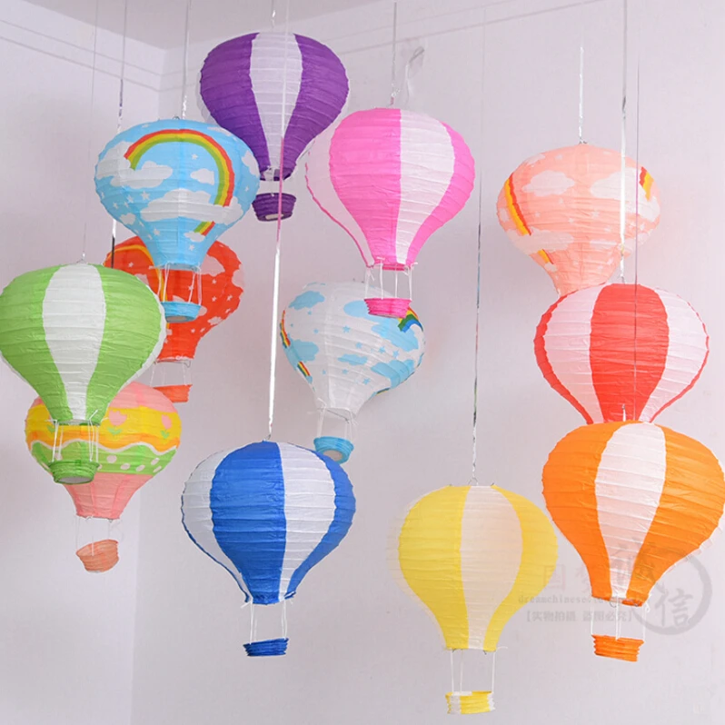 

Rainbow printing paper lantern 30cm hot air balloon wedding decoration children's bedroom hanging birthday party decorations