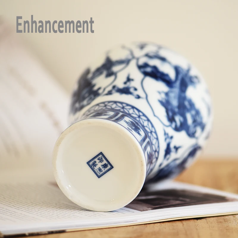 青白陶器 花柄 水差し 花器 中国美術 ハンドメイド タイ