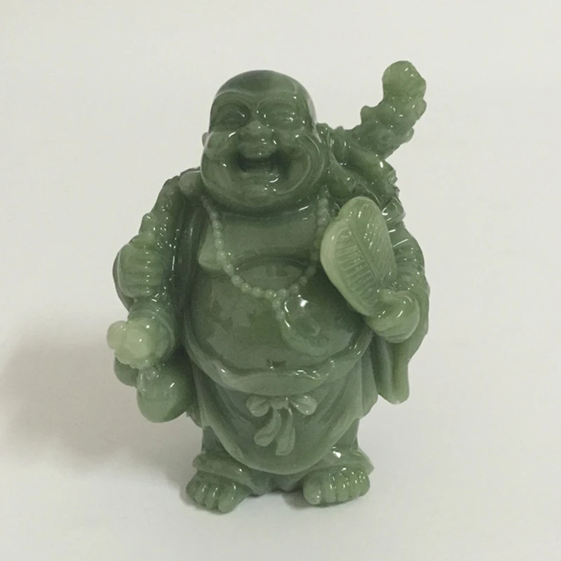 

Chinese Feng Shui Laughing Buddha Statue Sculpture Man-made Jade Stone Home Decoration Lucky Maitreya Buddha Statues Figurines