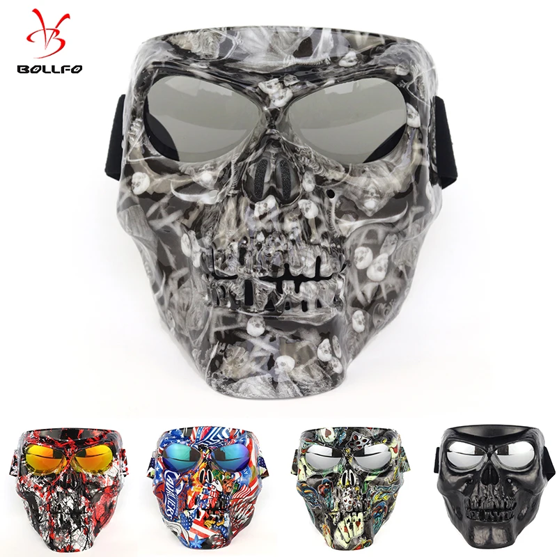 

Skull Motorcycle Glasses Detachable Modular Mask Vintage Motorcycle Goggles Mouth Filter Motocross Glasses Moto Helmet Glasses