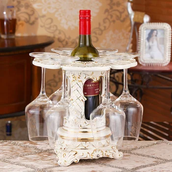 

European wine glass rack upside down home rotating ceramic goblet rack living room wine decoration ornaments wine rack LO712306