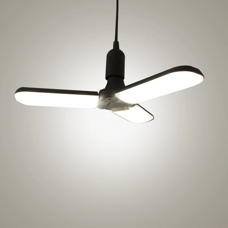 110V-220V 45W E27 LED Bulb Energy Saving Lights Bright Foldable Fan Blade Angle Adjustable Livingroom Ceiling Lamp CE