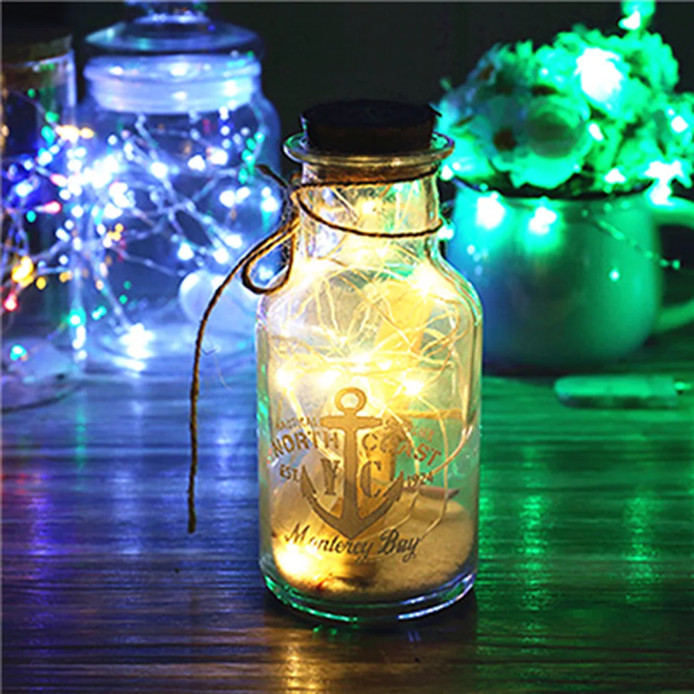 1PC Wine Bottle Lights Battery LED Cork Shaped Starry String Lights 2METER 20LEDS Silver Wire Fairy Lights for Wedding