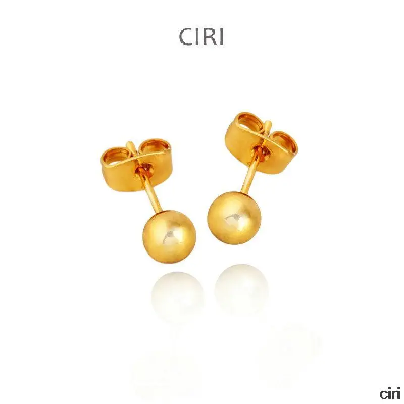 1pair Tiny Ball 18K Gold Filled Earrings Pierced Glitter Girls Stud