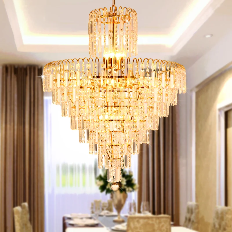 

LED Modern Chandeliers Gold Crystal Chandelier Lighting Fixture American Droplight Shop Hotel Lobby Hall Villa Home Indoor Lamps