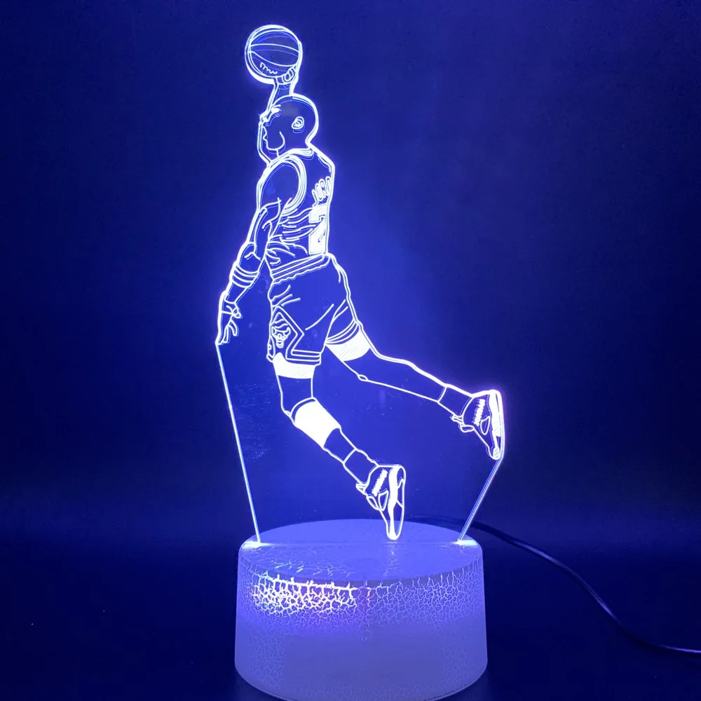 3d светодиодный Ночной светильник лампа Майкл иорданский Данк фигура спортивная баскетбольная украшения дома подарок на день рождения для детей, носки для мальчиков Детский ночной Светильник
