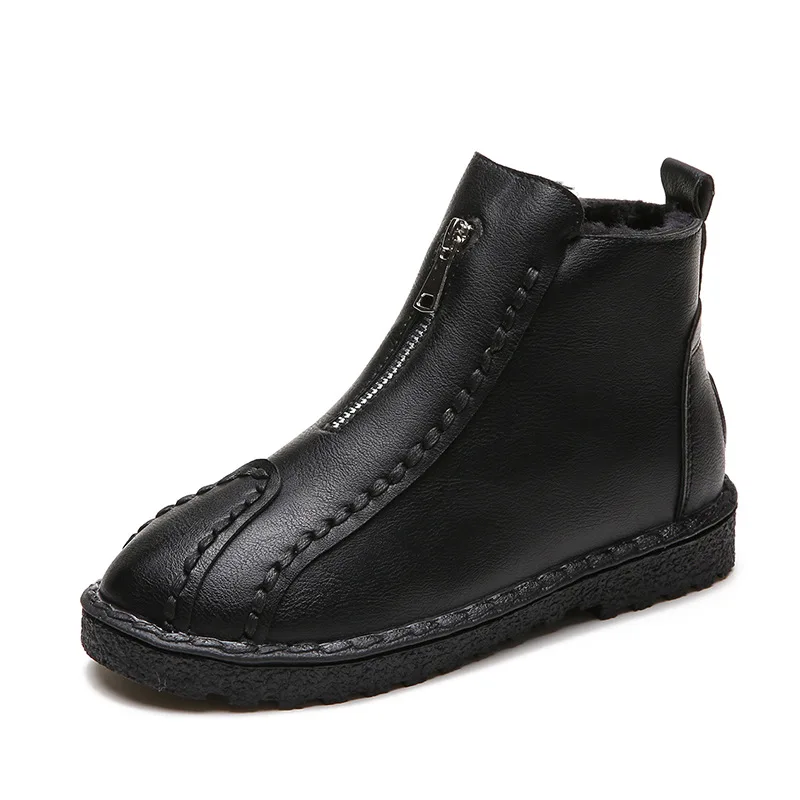 

2019 autumn and winter new front zipper retro British wind small boots round head women's boots black ljj 0220