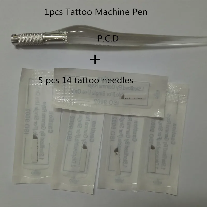 

New Style Permanent Manual Eyebrow Makeup Tattoo Machine Pen White Color and 5 pcs tattoo needle Free Shipping