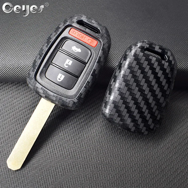 Ceyes Car Styling Silicone Carbon Fiber Key 2 3 Remote Cover Fob Case for Honda Civic Accord Fit for CRV XRV HRV Car Accessories key case cover,key case,remote control case cover
