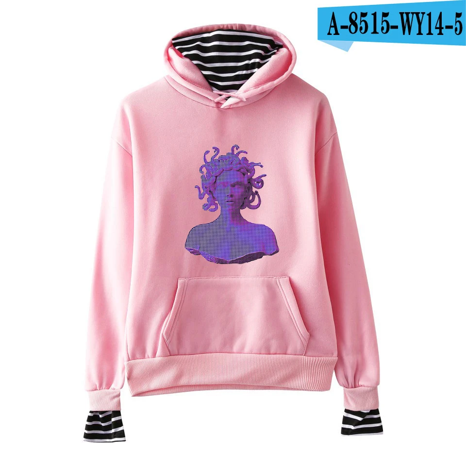 Vaporwave Харадзюку 2D принт японского аниме Kawaii поддельные два предмета Толстовка горячая Распродажа толстовки высокого качества Свитера большого размера - Цвет: pink