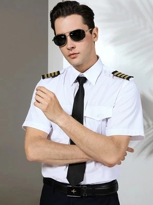 Сезон осень-лето; классическая мужская капитанская форма с самолетиком; Мужская рубашка с длинными рукавами; сценический костюм для костюмированной вечеринки