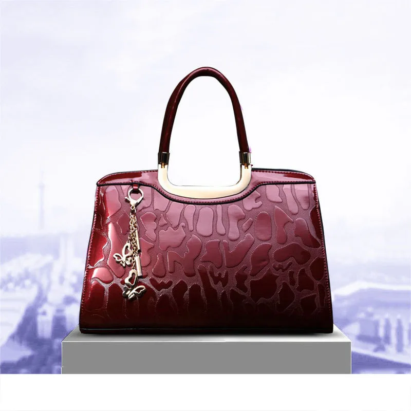 

Luxurious leather handbags women bags designer fashion design patent leather crocodile pattern ladies shoulder bag