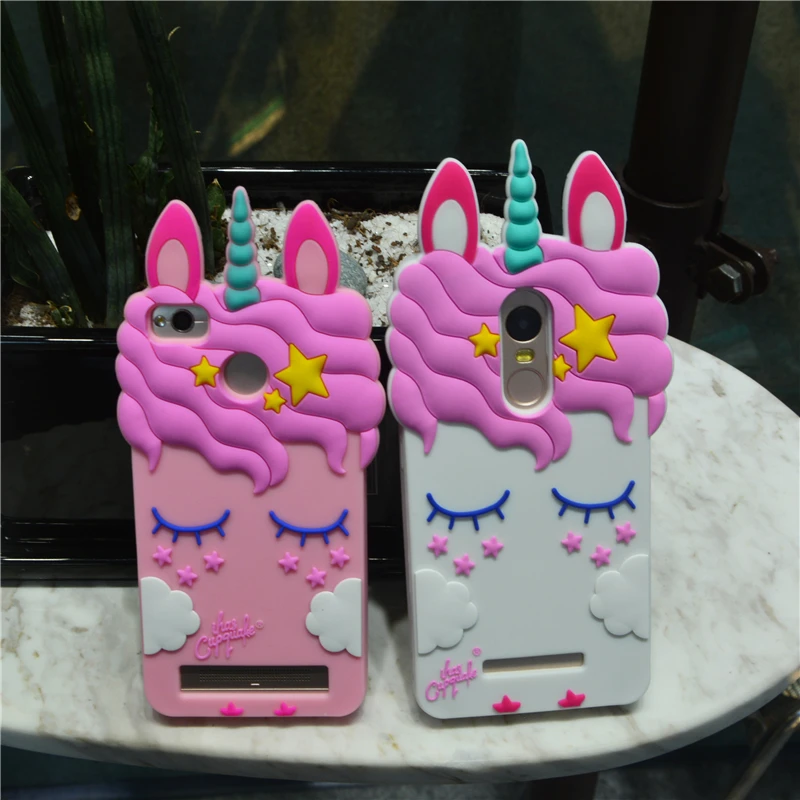 Модный мягкий силиконовый 3D чехол с розовым единорогом для Xiaomi Redmi 3S 4A 4X 5A чехлы Note