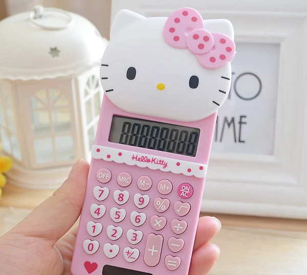 Милый hello kitty Doraemon Настольный Солнечный двойной мощный розовый калькулятор 12 цифровой Солнечный Kawaii калькулятор для офиса студентов подарок - Цвет: Розовый