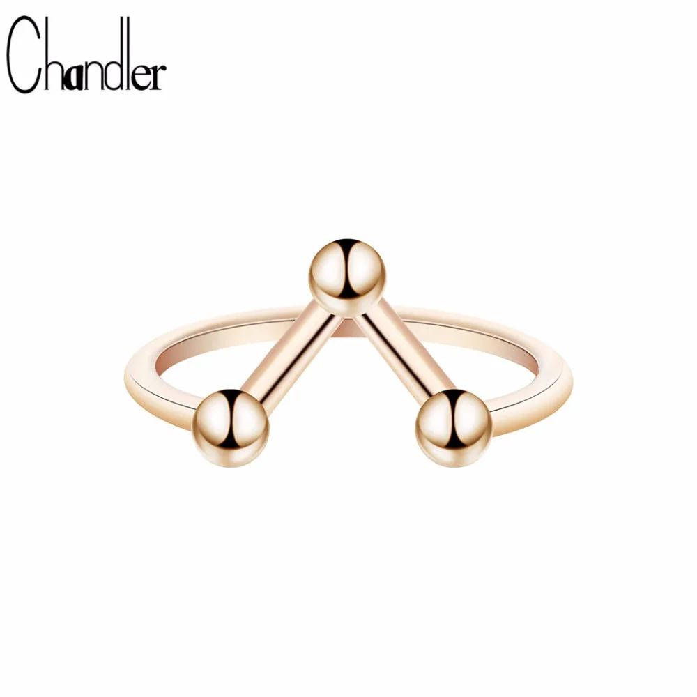 Chandler Molecule Geometric Polygon Bar Ring For Women Chemistry Chevron V Alloy Jewelry Geometrical Female Lady Anel Whoelsale
