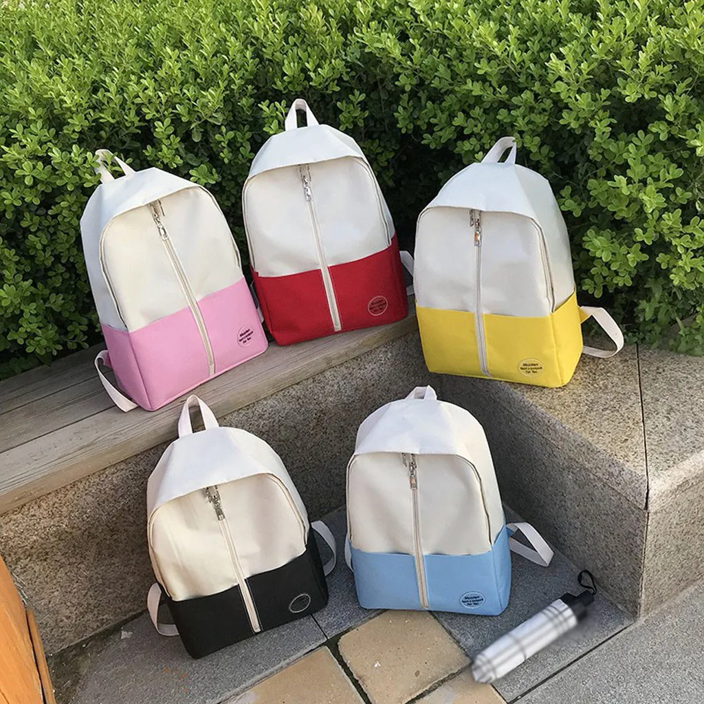 

Canvas Backpack Women Large Zipper Color Bagpack Korean Ladies Knapsack Casual Travel Bags School Girls Bagpack Shoulder Bag