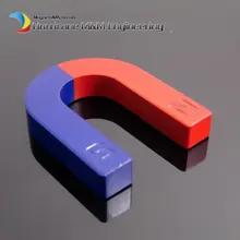 2 stücke Spielzeug Experiment Magnet U Typ 65x55x12mm Hufeisen blau rot/Spielzeug magnet Magnetische lehre Werkzeug Ferrit