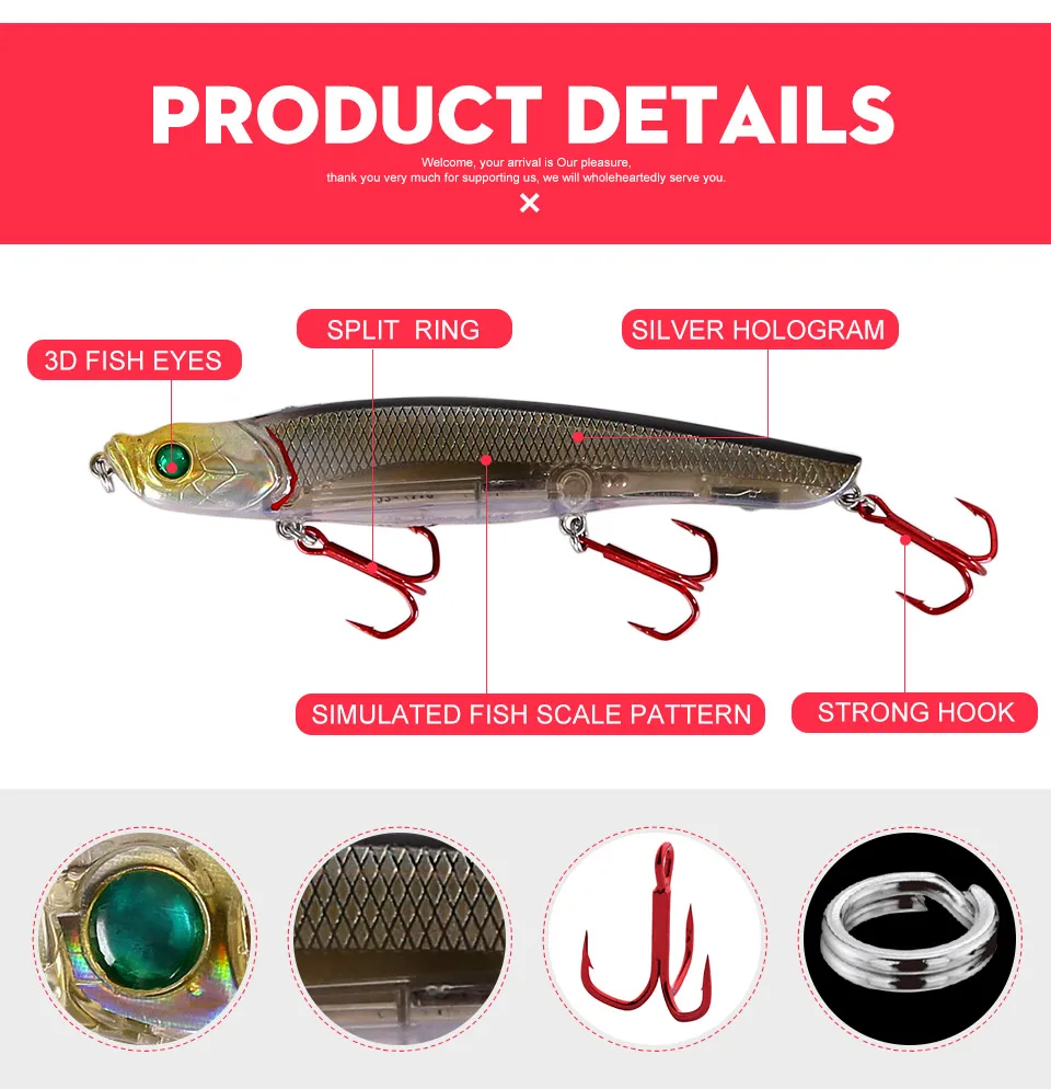 Kingdom Fishing Lures 58mm 8g, 22g Watery Beast Pencil Floating And Slow Sinking New Interesting Functional Design Baits (5)