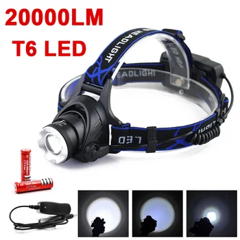 

20000LM XM-L T6 Led Headlamp Zoomable Headlight Waterproof Head Torch Flashlight Head Lamp Fishing Hunting Light