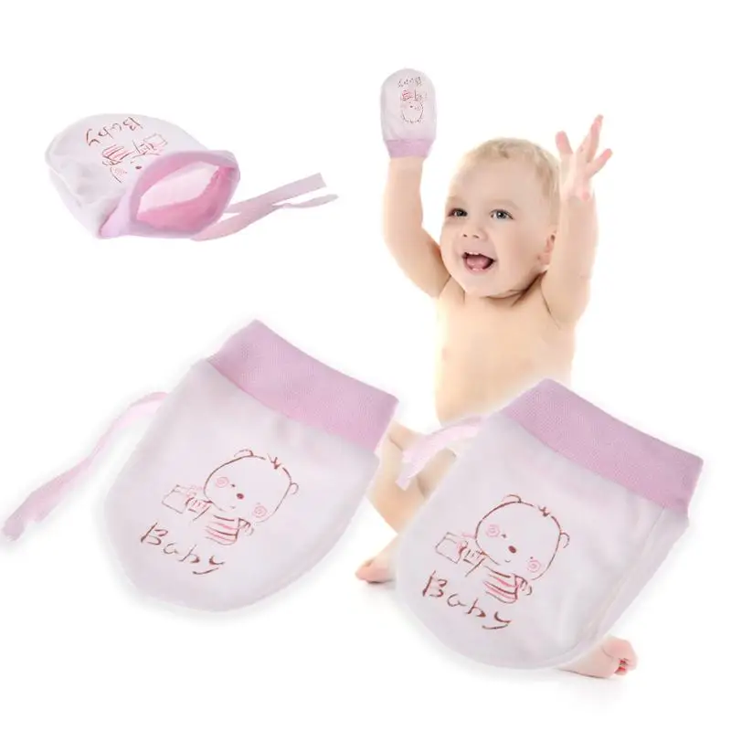 1 пара мягких перчатка для младенца мультфильм шаблон Анти-захватывающие перчатки для новорожденных Защита лица хлопок против царапин перчатки