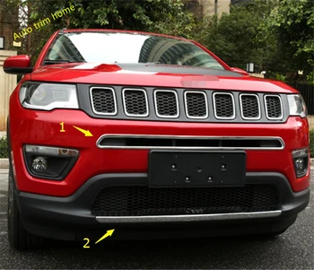 

Lapetus Front Bottom Bumper Plate + Front Grille Grill Strip Cover Trim ABS Fit For Jeep Compass 2017 - 2020 Auto Accessories