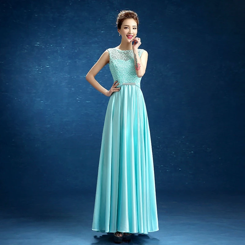 

Robe demoiselle d'honneur longue2019new lace crystal A line turquoise wedding dress plus size cheap bridesmaid dresses under 50