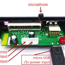 Светодиодный Bluetooth Вызов Hands Free APE FLAC MP3 WMA WAV декодер плата FM MP3 плеер AUX 3,5 мм гарнитура выход TF USB DC7-12V складки