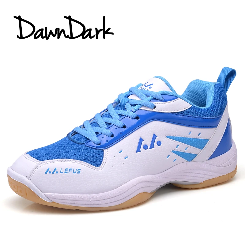

Men Badminton Shoes Lace Up Blue White Male Sport Leather Tenis Badminton Shoes Spring Summer Table Tennis Training Sneaker