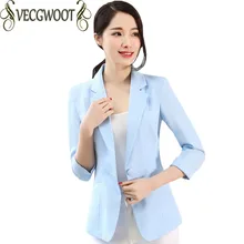 Женский весенний/осенний пиджак блейзер для женщин тонкий короткий Блейзер с рукавом три четверти женский однотонный Блейзер больших размеров X777