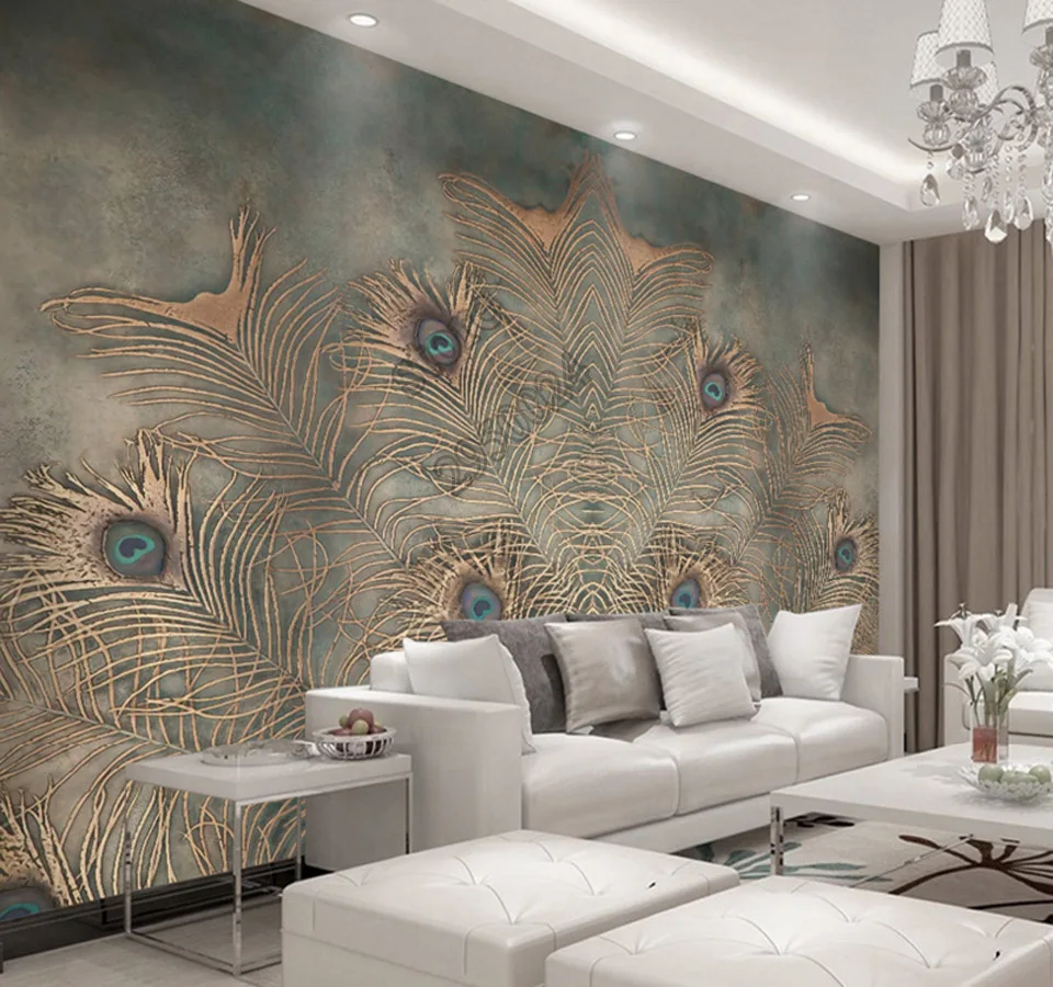 3d high quality modern fashion photo wallpaper luxury new Chinese style  peacock feather wallpaper for living room bedroom TV set|peacock feather  wallpaper|feather wallpaperwallpapers for living room - AliExpress