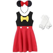 Наряжаться в костюм с Минни Маус для девочек; хлопковый сарафан для костюмированной вечеринки; детские летние платья-пачки для дня рождения