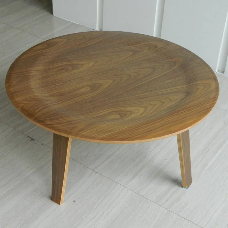 Round Plywood Table Walnut Wood Coffee Table DIA86*H40CM Round Plywood Table Walnut Wood Coffee Table DIA86*H40CM