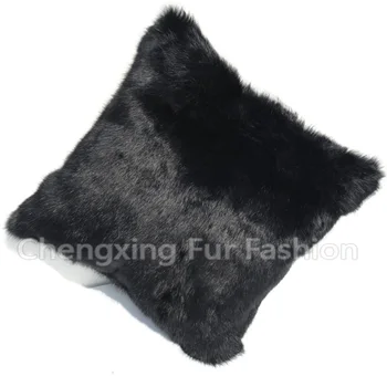 

FREE SHIPPING CX-D-05C Black Full Pelt Winter Rabbit Fur Pillow Covers Wholesale ~ DROP SHIPPING