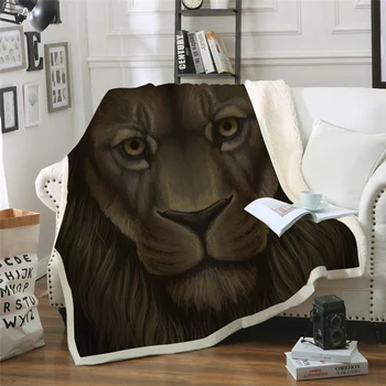 

New 2019 Lion Printed Velvet Plush Throw Blanket Bedspread for Kid Girl Sofa Sherpa Blanket Couch Quilt Cover DIY Design