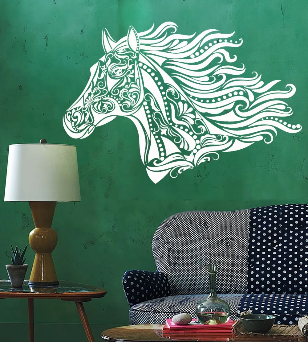 Handsome Horse Head Wall Decal Ethnic Ornamental Vinyl Wall Stickers