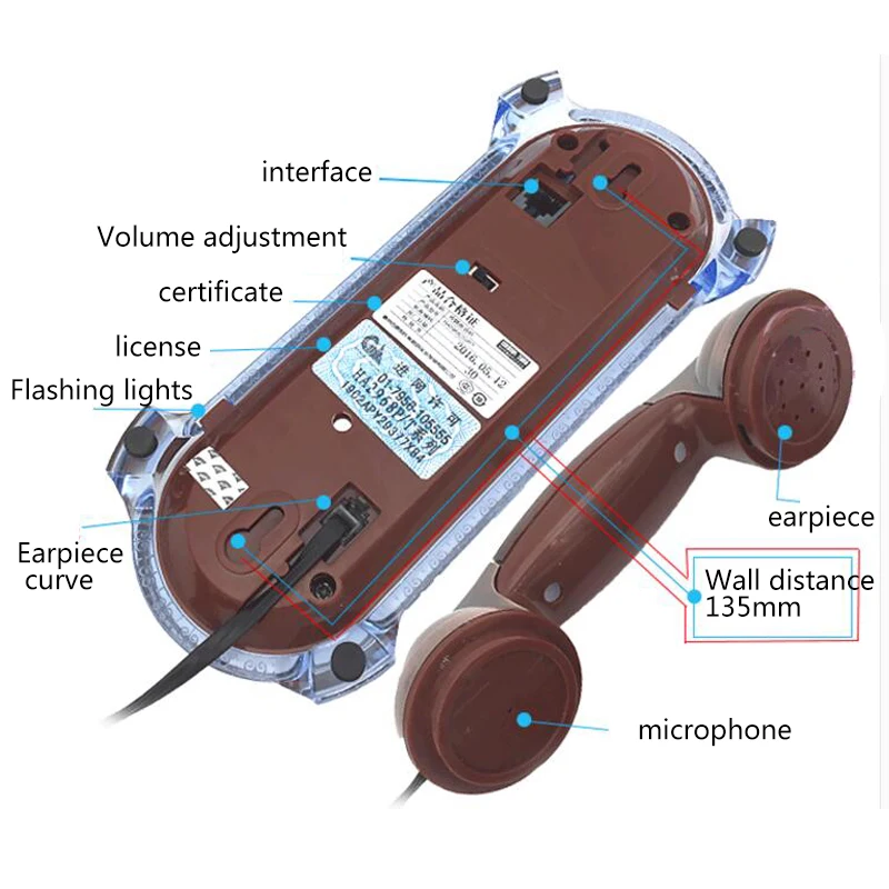 Мини Ретро висячего телефон с немым повторный набор отрегулировать Мелодия пауза установлен Подсветка под старину Телефоны Fixe telefonos де Каса