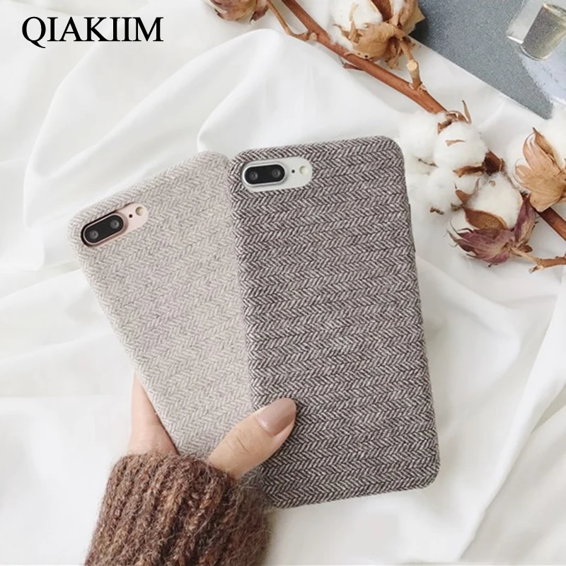 

Vintage Cotton &amp Linen Cloth Phone Case For iPhone X 10 XS XR XS Max Case Leather Back Cover For iPhone 8 7 6 6S fund Coque